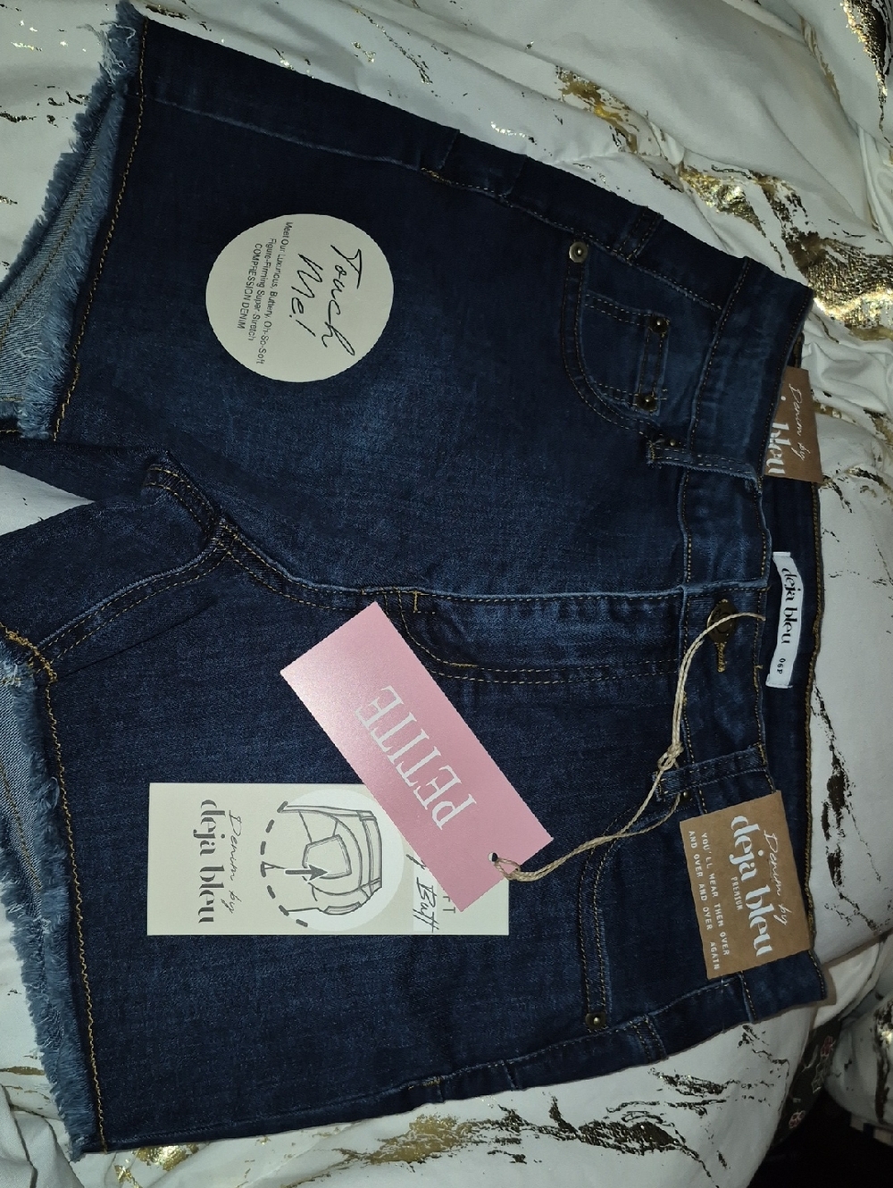 Women's Dark Blue Denim Shorts - Petite